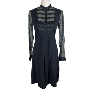 Anne Fontaine Noelise Black Dress Whimsigoth Witchy Long Sleeve Size 38 NEW $395